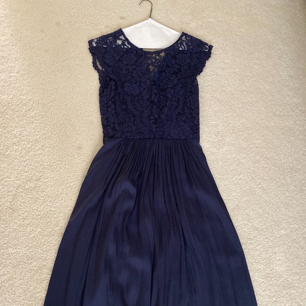H&M Womens Blue Navy Floral Casual Maxi Midi Dress Size 2